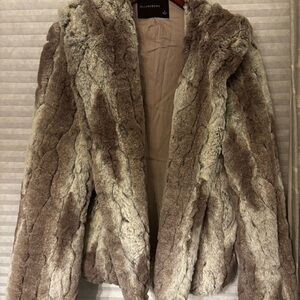Olivaceous Plush Teddy Jacket - Brown and Cream